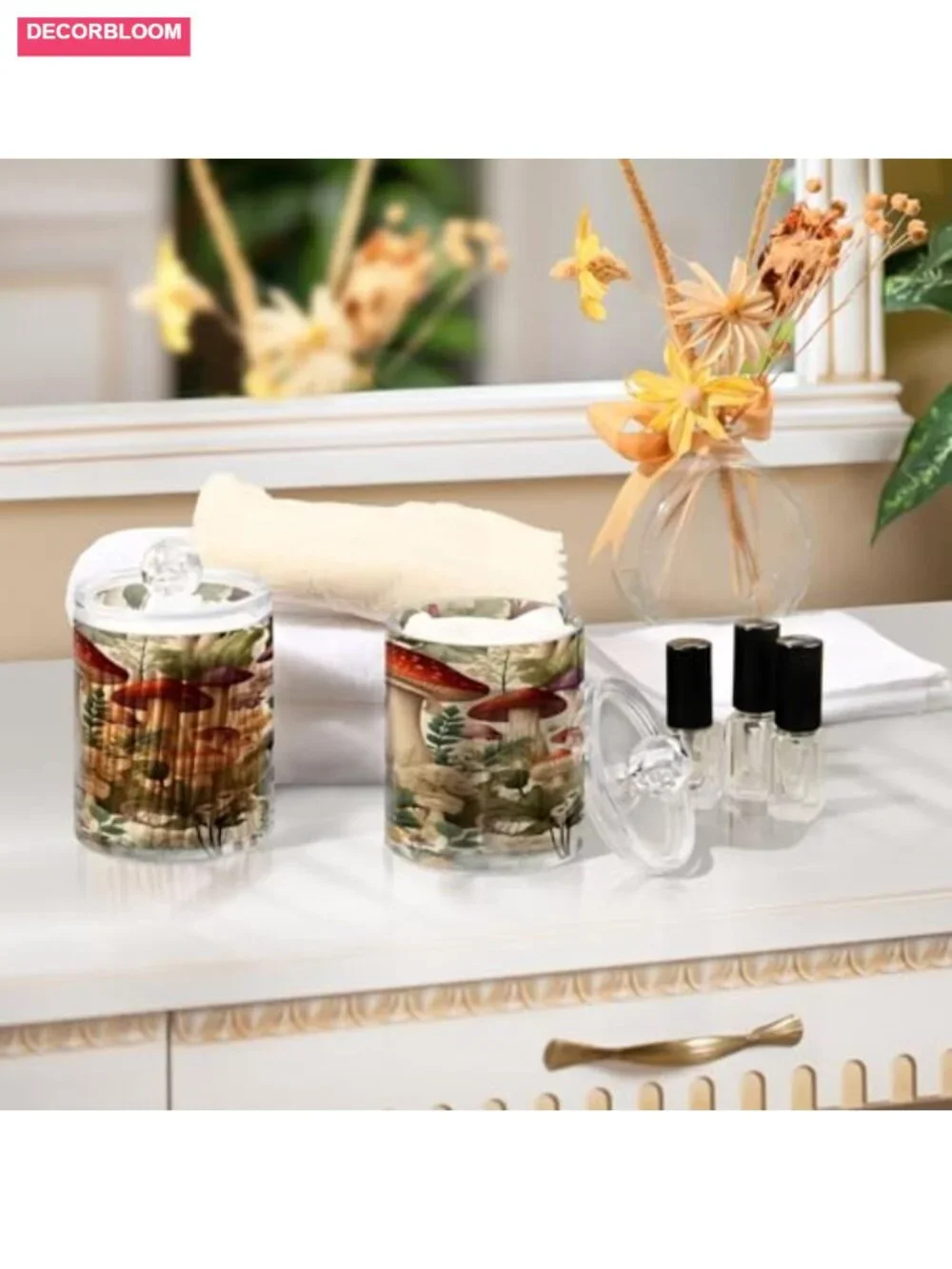 Cartoon Mushroom Airtight Plastic Storage Jar 2-Piece Set Food Canister